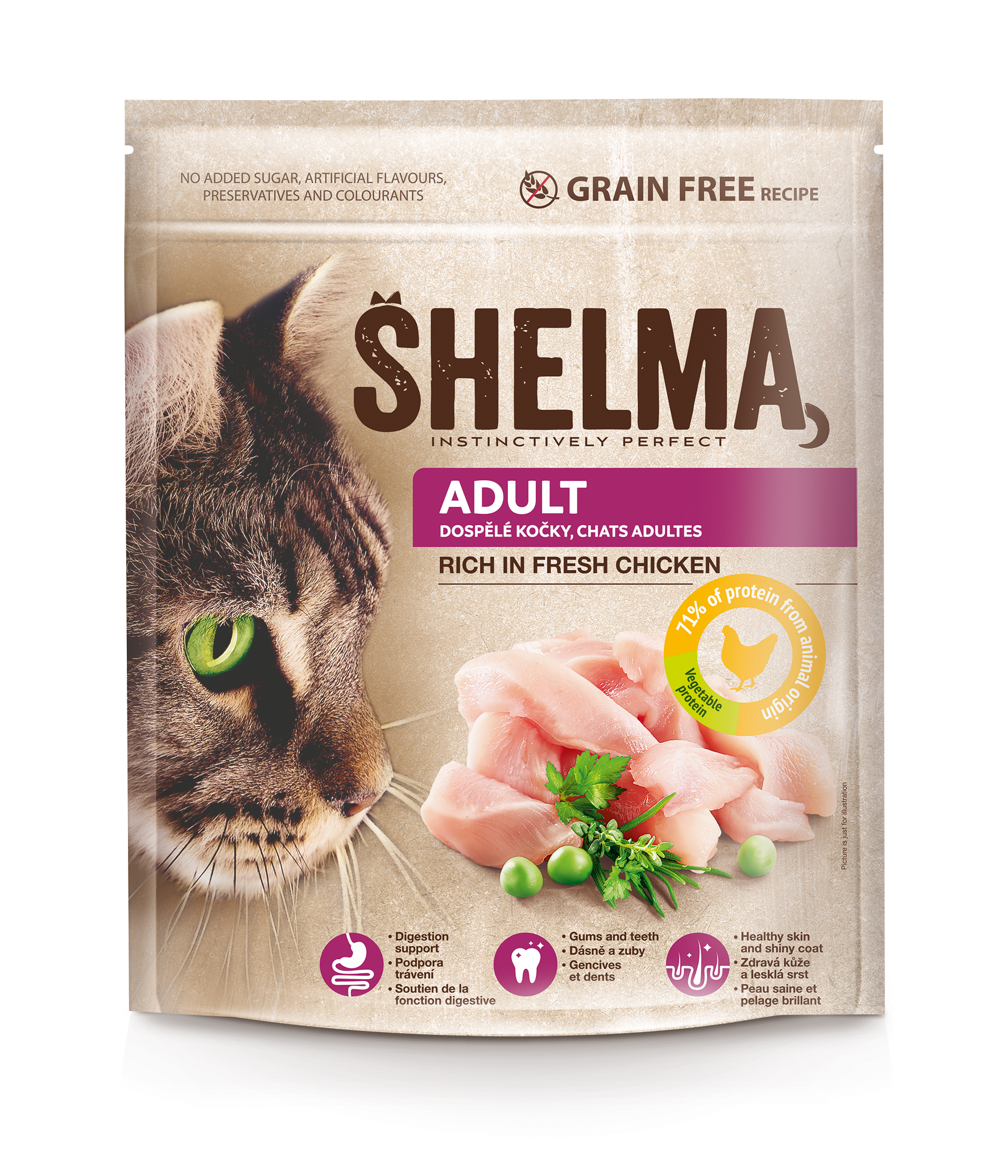 Shelma Grain Free, For adult cats rich in fresh chicken 750g