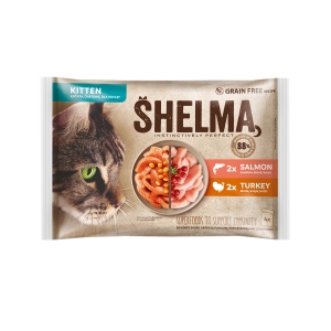 Shelma for Kitten, salmon fillets and turkey fillets in sauce 4x85g