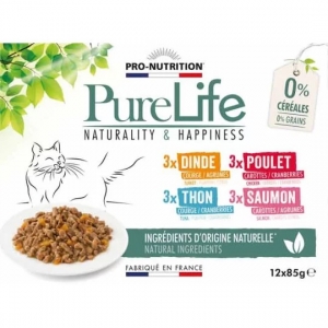 Pro-Nutrition PureLife Mix Karp 12x85g (kalkun 3tk, kana 3tk, tuunikala 3tk ja lõhe 3tk)