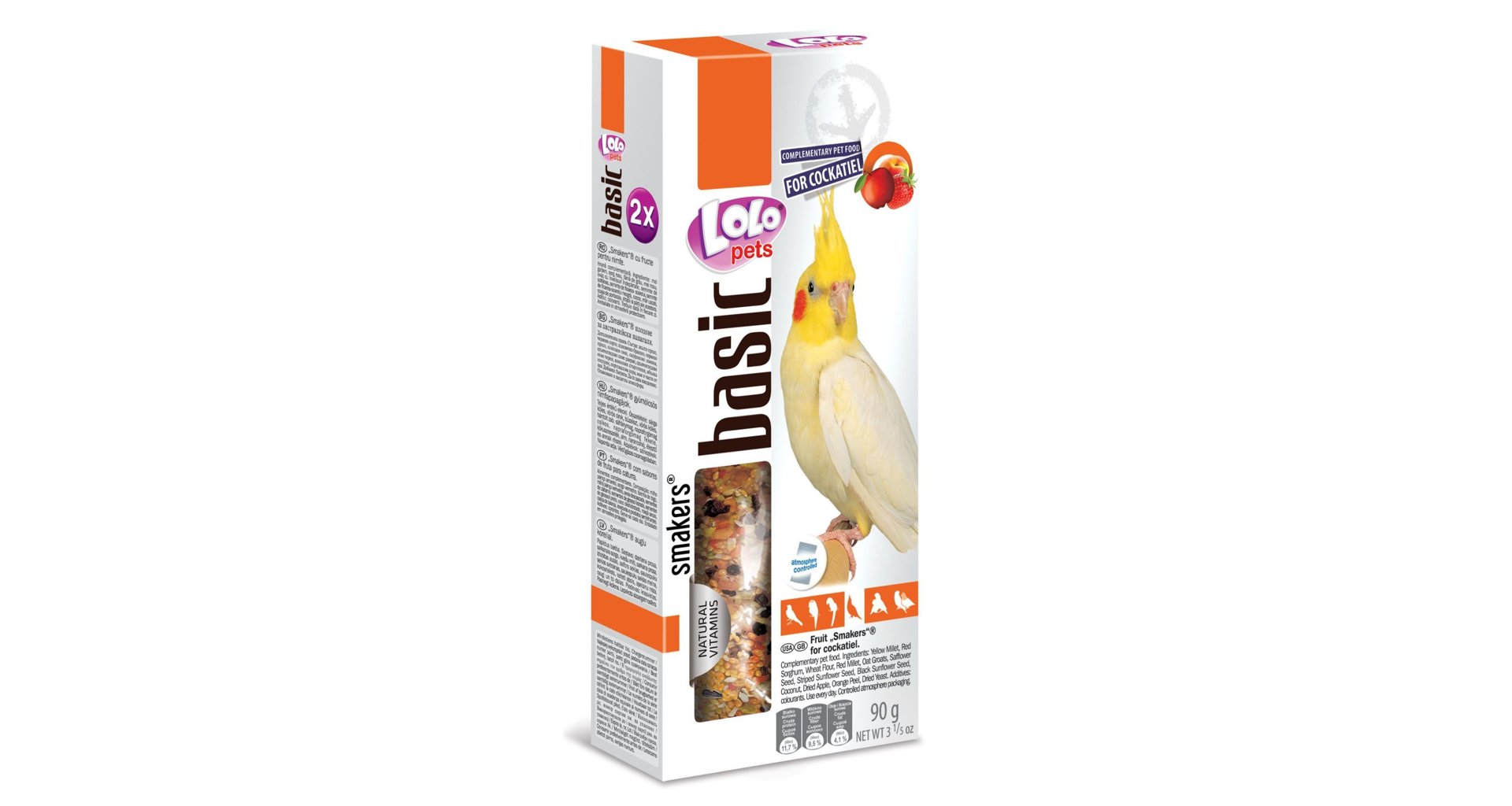 LoLo Pets Smakers maiusepulgad nümfkakaduudele puuviljadega 2tk 90g