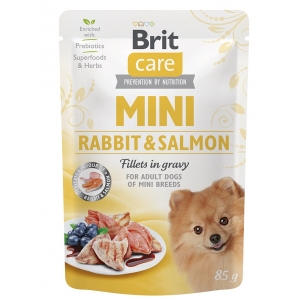 Brit Care Mini pouch Rabbit &amp; Salmon fillets in gravy einekotike koertele 85g