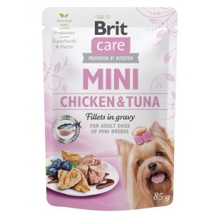 Brit Care Mini pouch Chicken &Tuna fillets in gravy einekotike koertele 85g