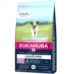 EUKANUBA Puppy ookeanikalaga väikestele ja keskmistele koertele teraviljavaba 3 kg