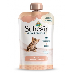Schesir Kitten Care 0-6 курица влажный корм для котят крем 150г