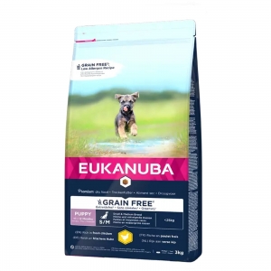 EUKANUBA Puppy kanalihaga väikestele ja keskmistele koertele teraviljavaba 3 kg