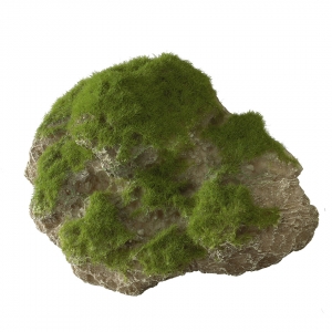 Аквариумный декор Камень с мхом и с присоской M 16x11x11см