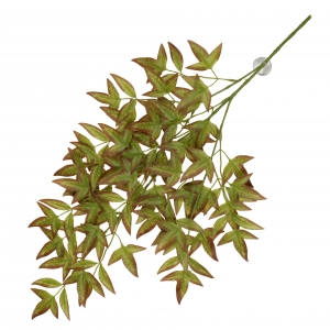 Террариумный декор свисающее растение с присосками Nandina 65x35x1,5см зелено-красное