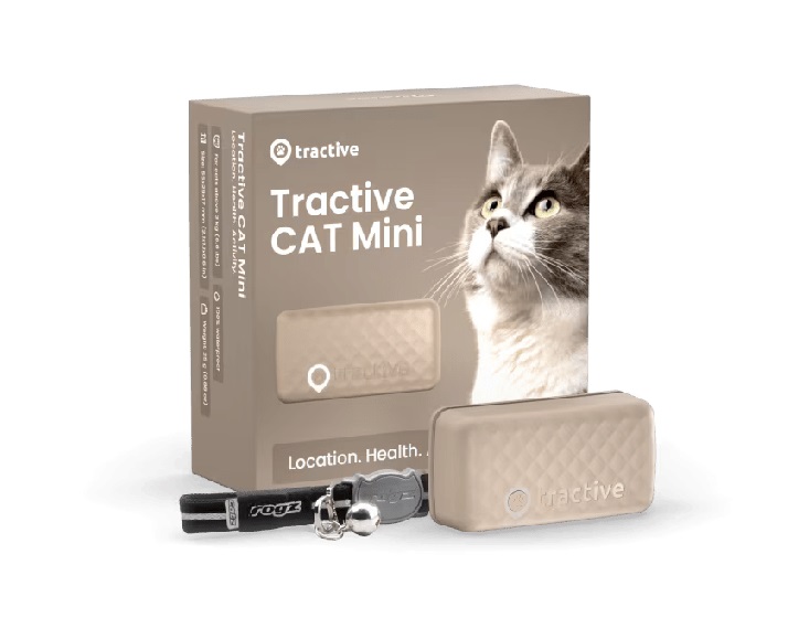 Tractive GPS Mini positsioneerimisseade ja kaelarihm kassile, helepruun