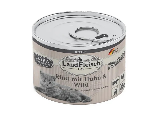 LandFleisch Kitten Pastete Rind mit Huhn & Wild / Kana & Veis & Uluk 195g