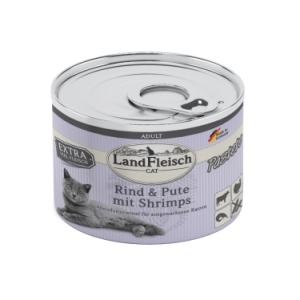 LandFleisch Cat Pastete Rind & Pute mit Shrimps / Veis & Kalkun & Krevett 195g