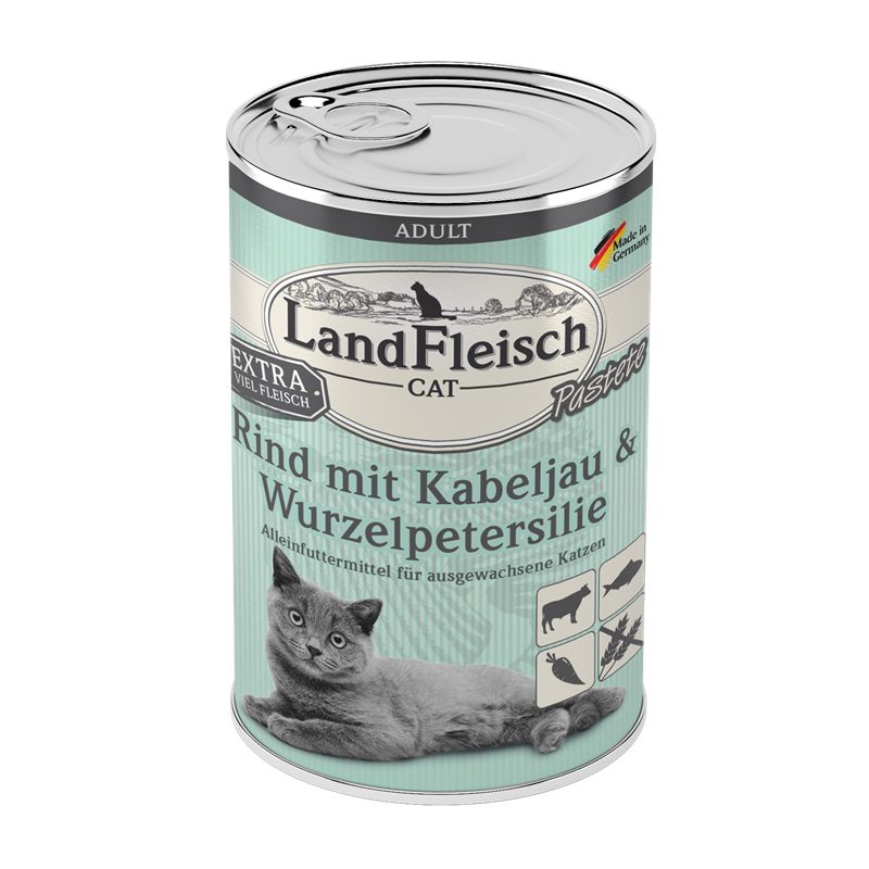 LandFleisch Cat Pastete Rind mit Kabeljau & Wurzelpetersilie / Veis & Tursk & Petersell 400g