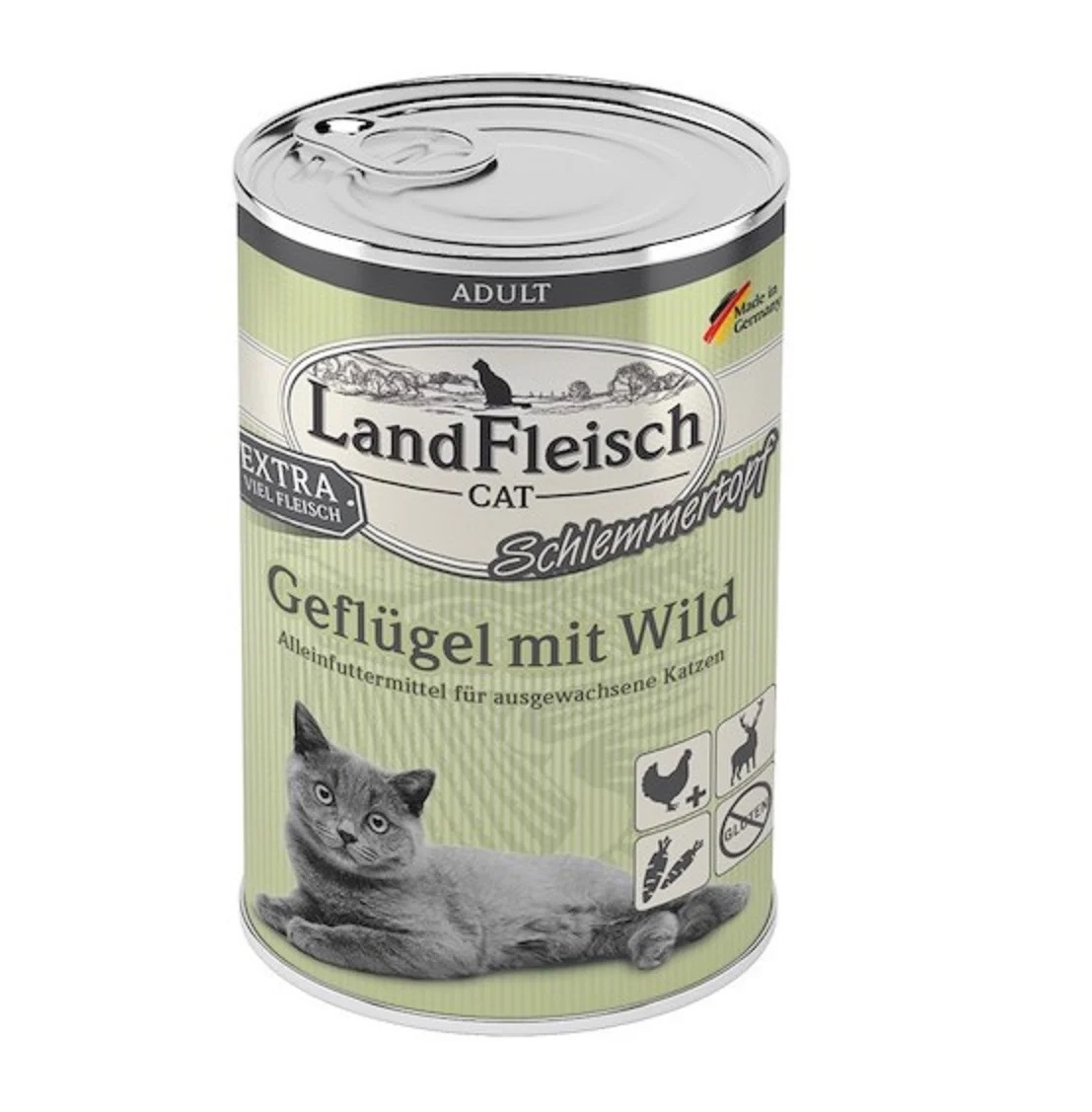 LandFleisch Cat Schlemmertopf Geflügel mit Wild / Linnuliha & Metsloom 400g