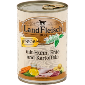 LandFleisch Dog Junior Huhn & Ente & Kartoffeln / Kana & Part & Kartul 400g