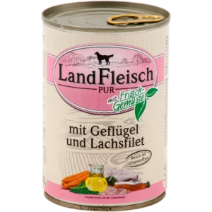 LandFleisch Dog Pur Geflügel & Lachsfilet / Linnuliha & Lõhefilee 400g