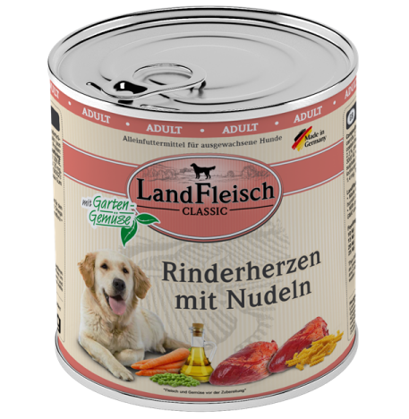 LandFleisch Dog Pur Rinderherz & Nudeln / Veisesüda & Nuudel 800g