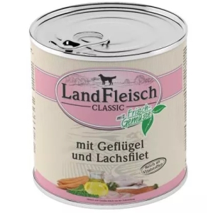 LandFleisch Dog Pur Geflügel & Lachsfilet / Linnuliha & Lõhefilee 800g