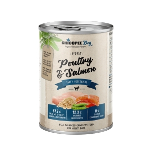 Chicopee Pure Poultry & Salmon konserv koertele 400g